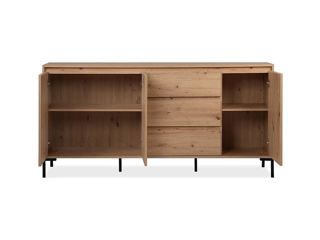 Buffet 3 Portes 3 Tiroirs et 2 Étagères L170 cm - PLOCK