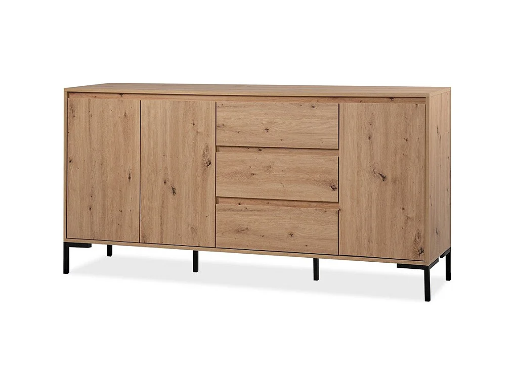 Buffet 3 Portes 3 Tiroirs et 2 Étagères L170 cm - PLOCK