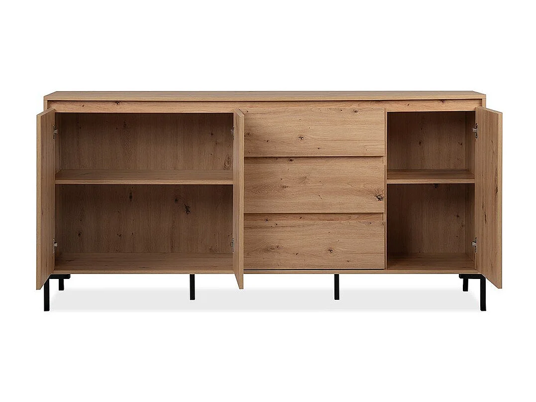 Buffet 3 Portes 3 Tiroirs et 2 Étagères L170 cm - PLOCK