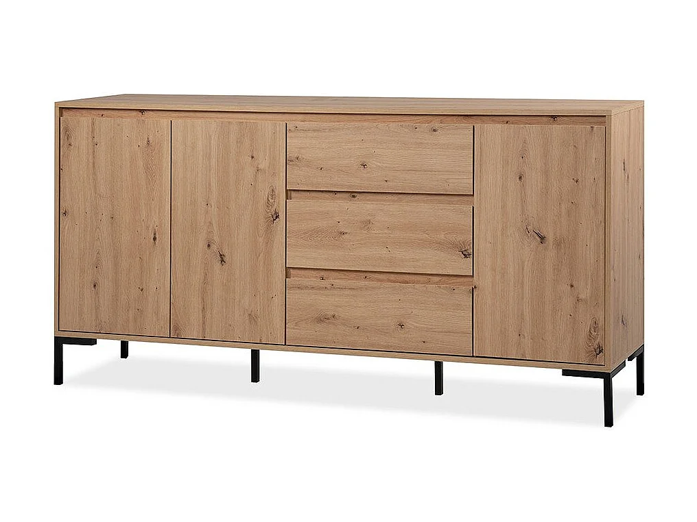 Buffet 3 Portes 3 Tiroirs et 2 Étagères L170 cm - PLOCK