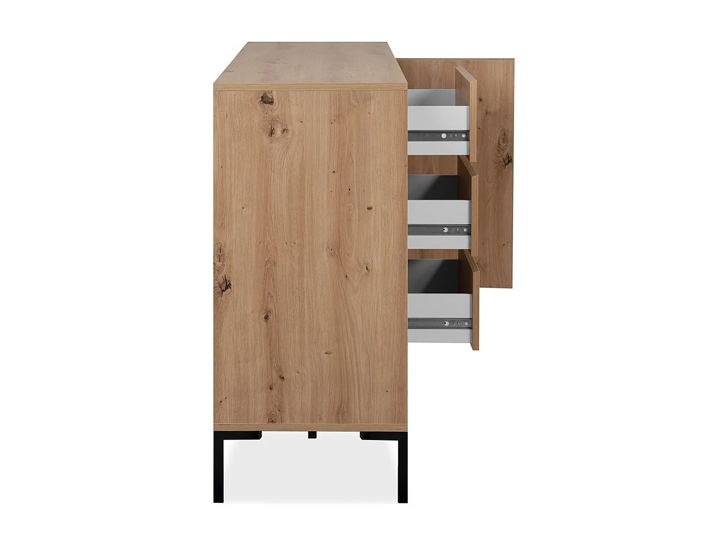 Buffet 3 Portes 3 Tiroirs et 2 Étagères L170 cm - PLOCK