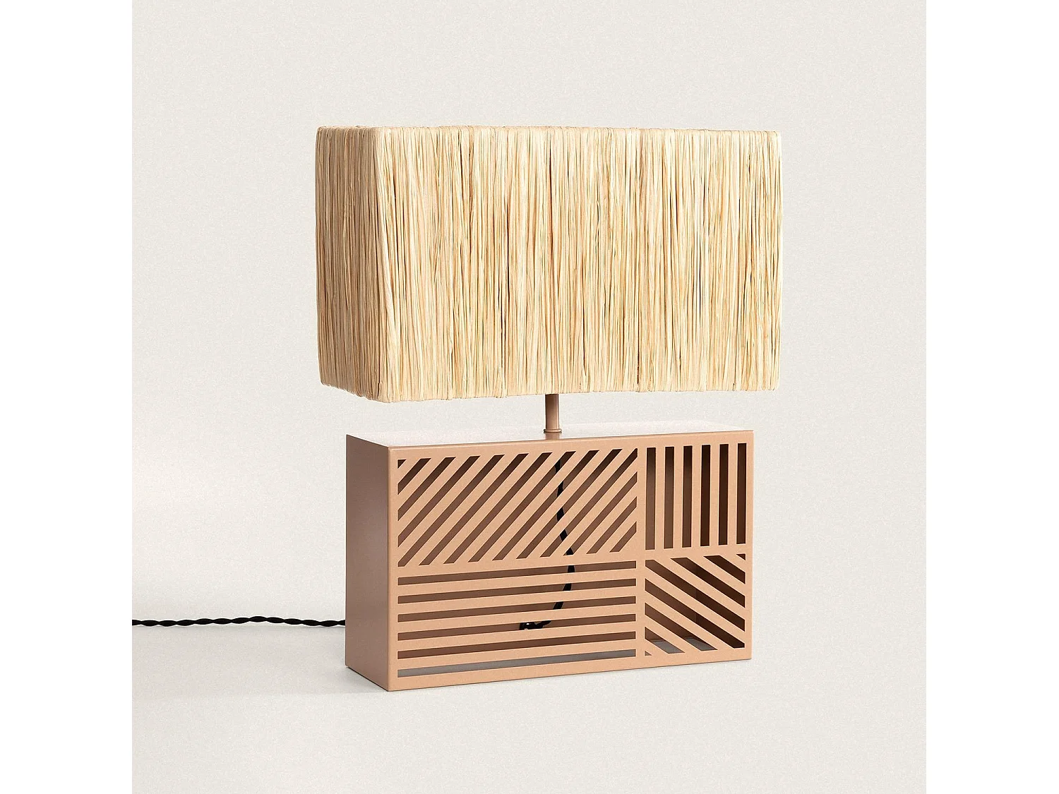Lampe à Poser Métal et Raphia Cartago  Beige