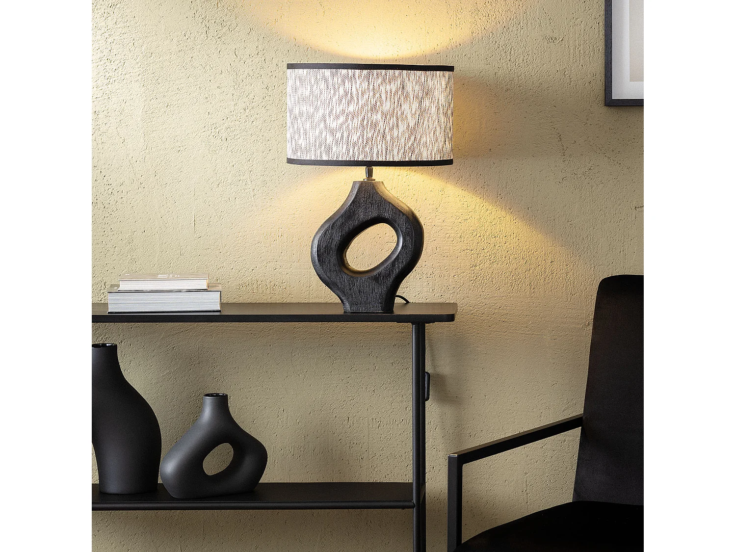 Lampe à Poser en bois Dhara ILUZZIA Taupe