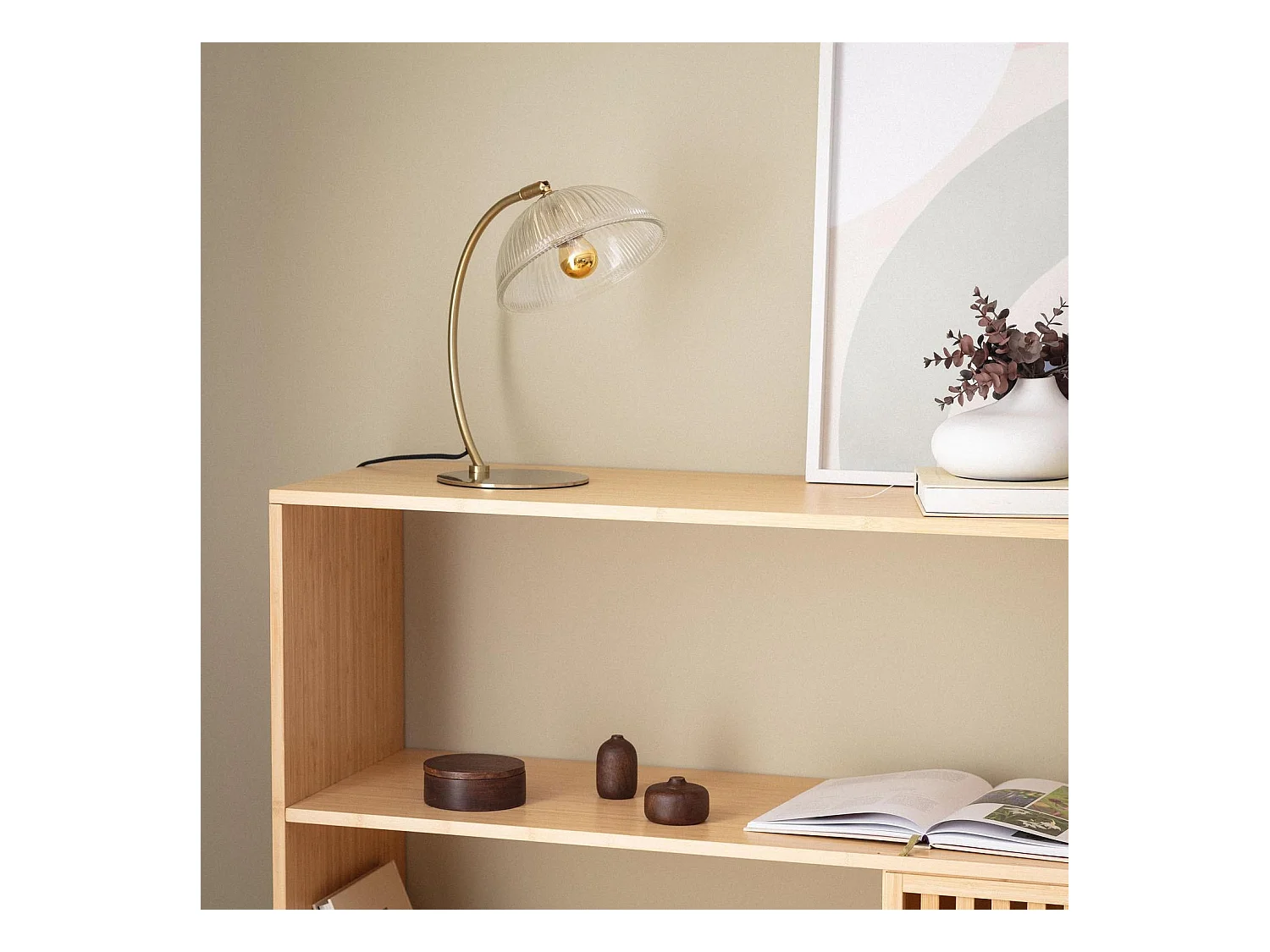 Lampe à Poser Métal et Verre Shila Doré