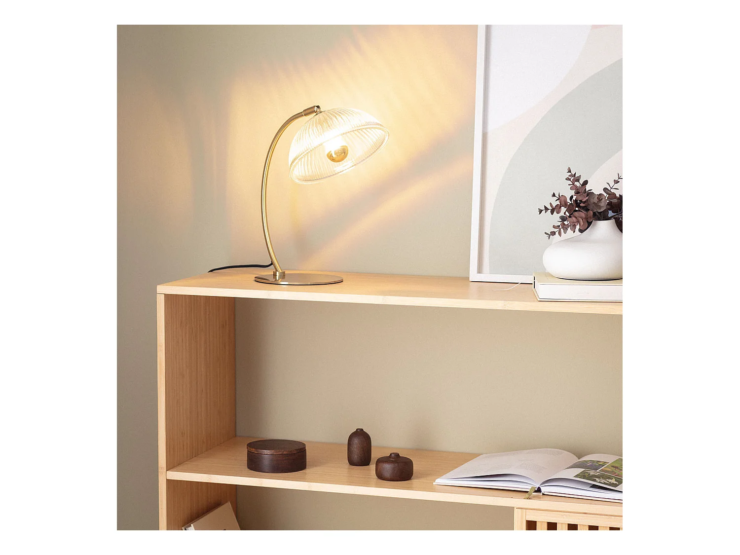 Lampe à Poser Métal et Verre Shila Doré