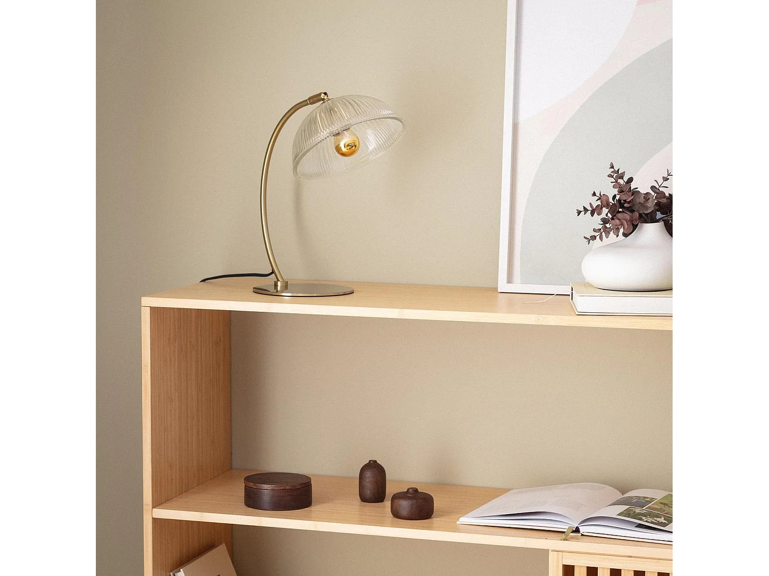 Lampada da Tavolo Metallo e Vetro Shila Oro