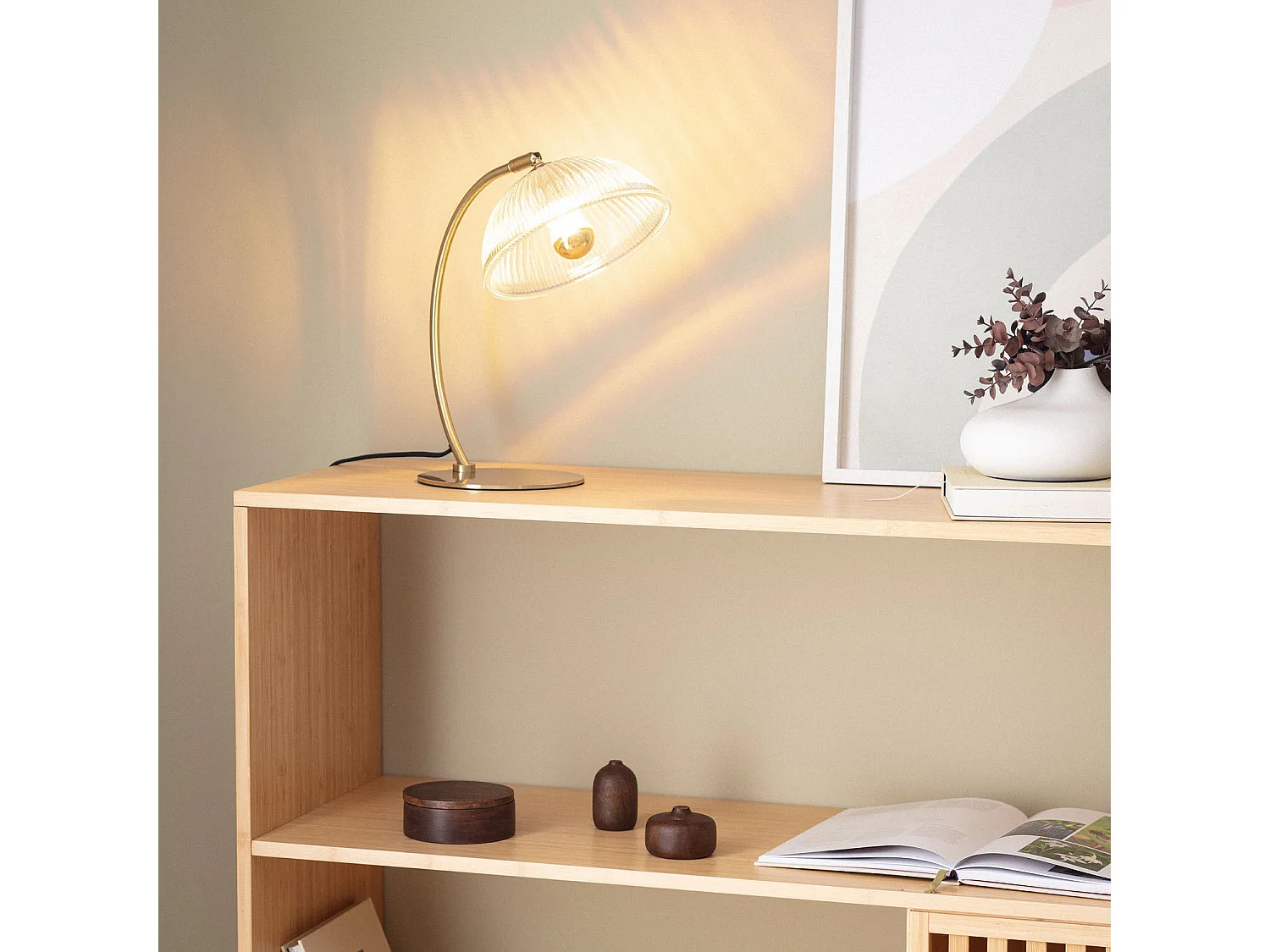 Lampada da Tavolo Metallo e Vetro Shila Oro