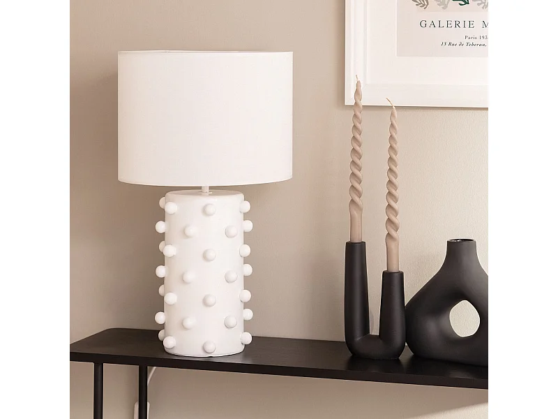 Lampada da Tavolo Resina e Tessuto Bally Bianco