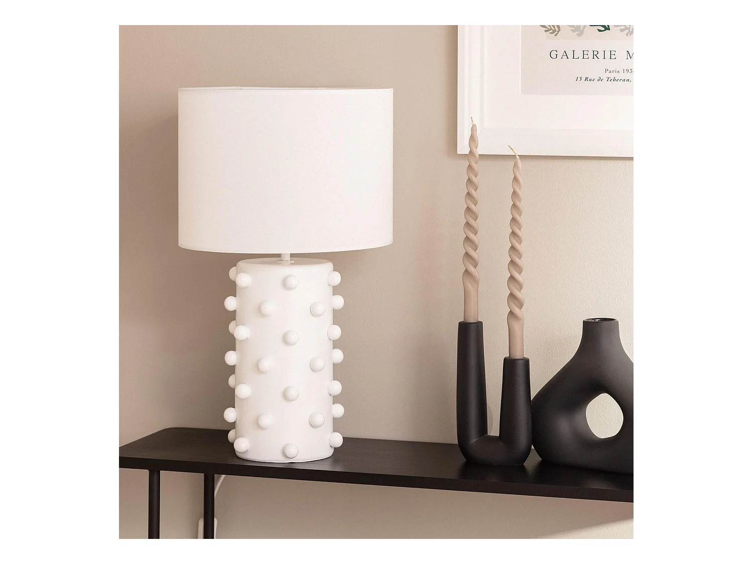 Lampada da Tavolo Resina e Tessuto Bally Bianco