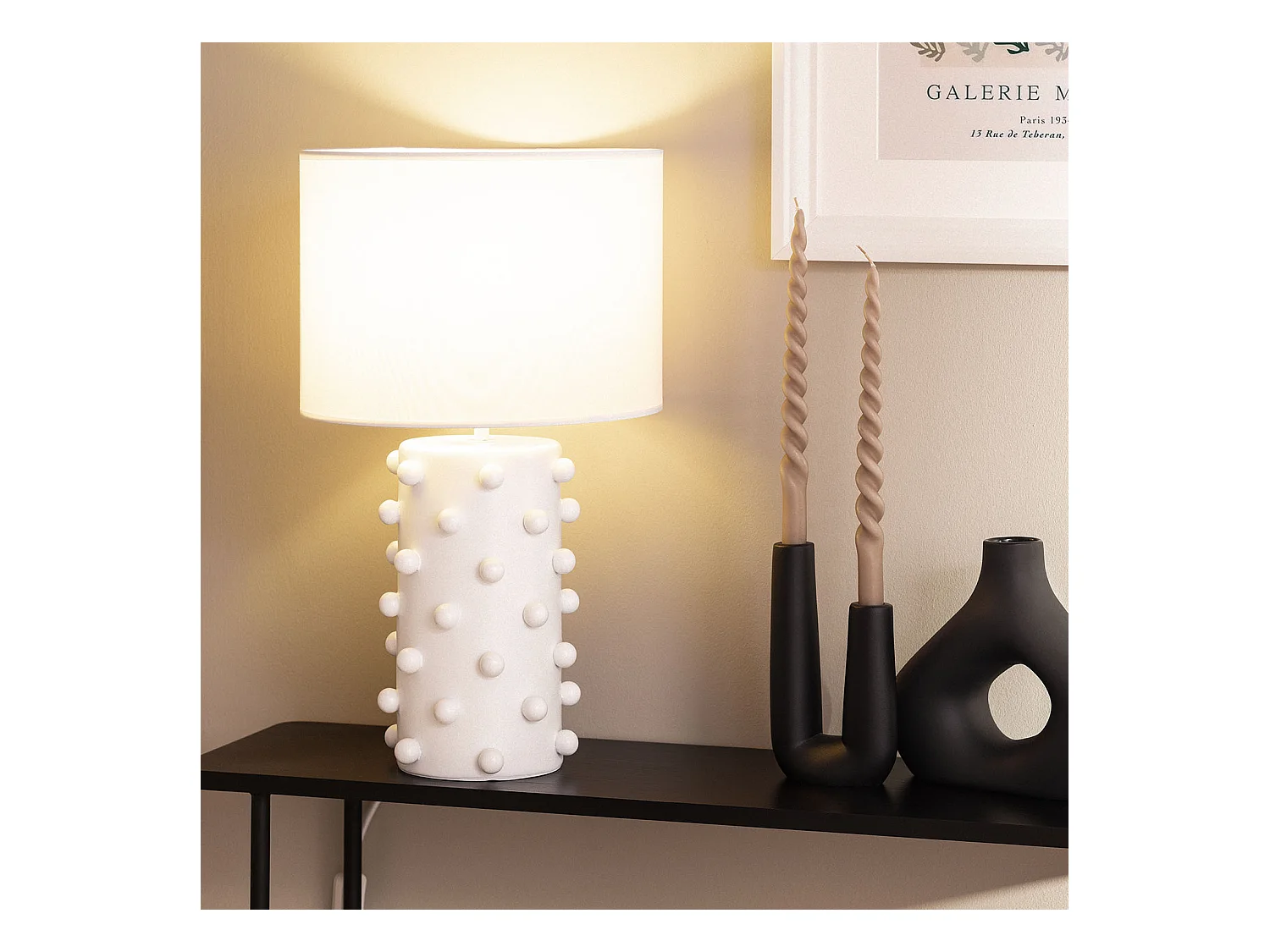 Lampada da Tavolo Resina e Tessuto Bally Bianco