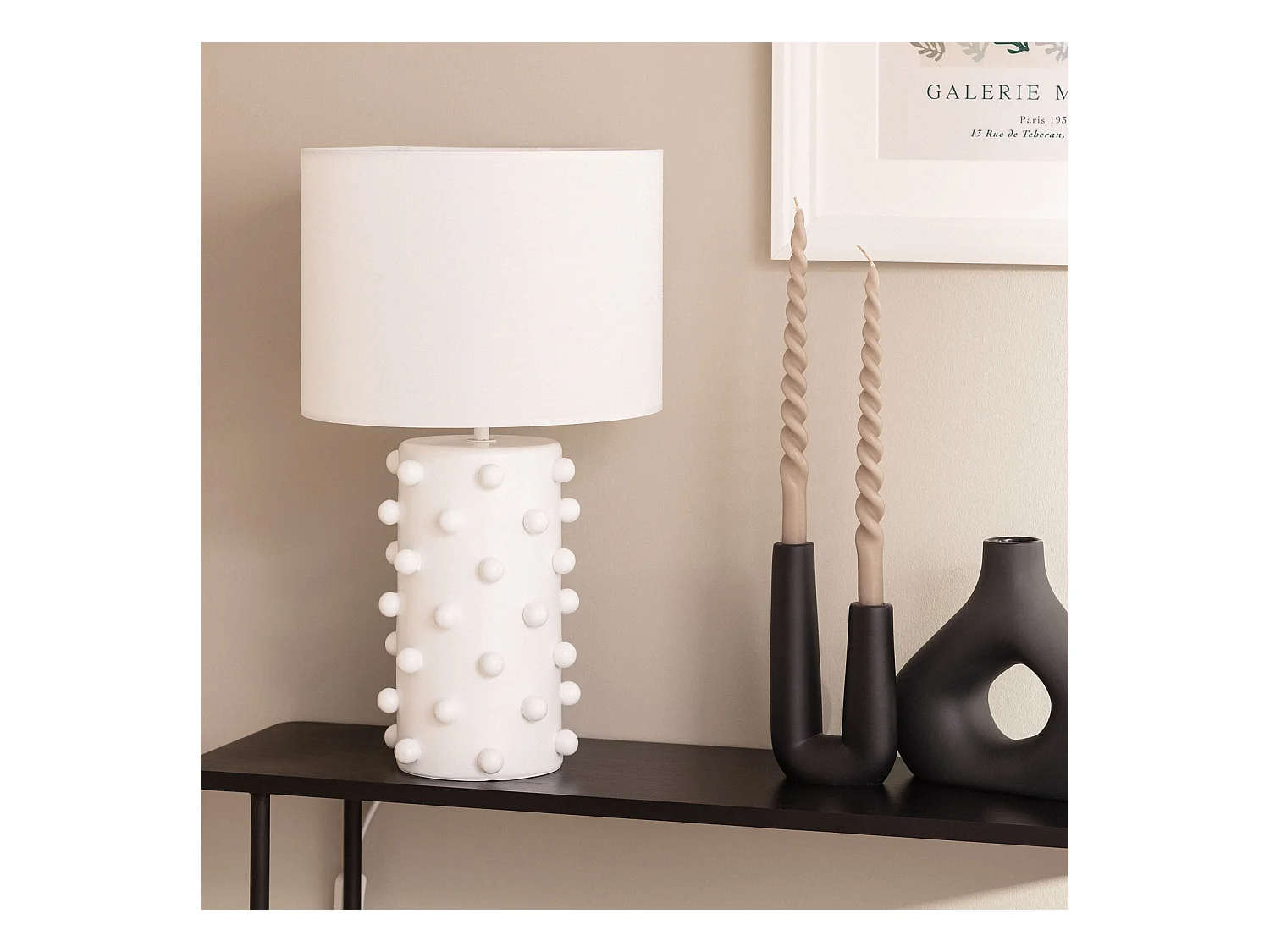 Lampe à Poser Résine et Textile Bally Blanc