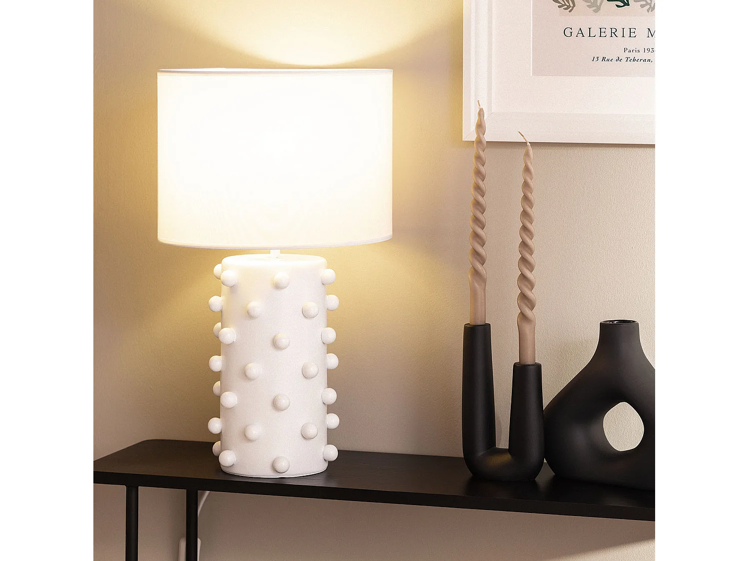 Lampe à Poser Résine et Textile Bally Blanc