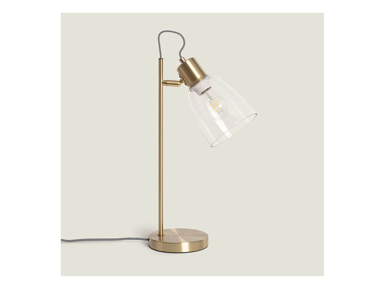 Lámpara de Mesa de Metal y Cristal Shirley Dorado