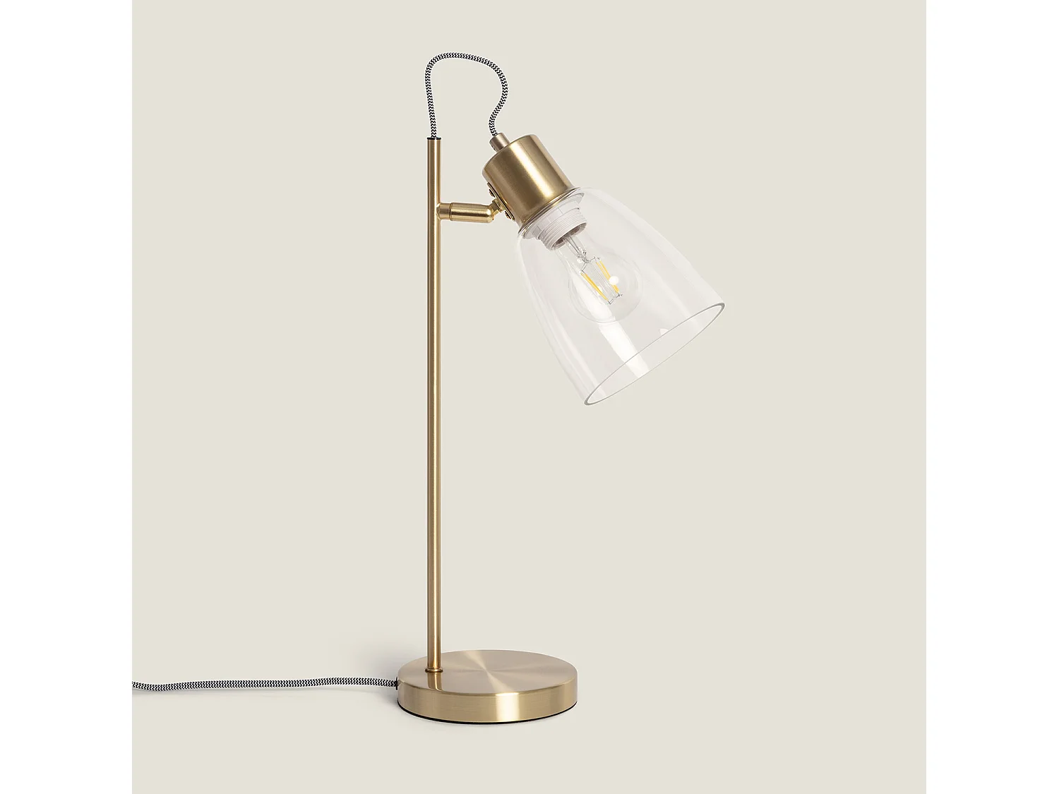 Lampada da Tavolo in Metallo e Vetro Shirley Oro