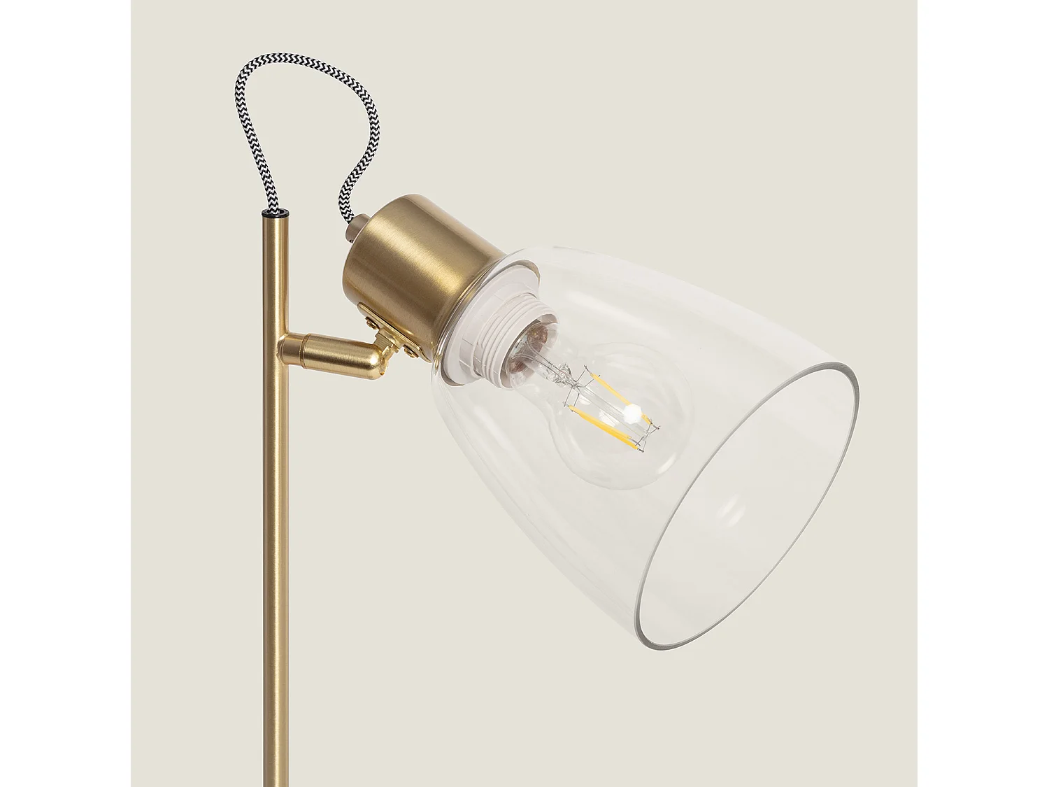 Lampada da Tavolo in Metallo e Vetro Shirley Oro
