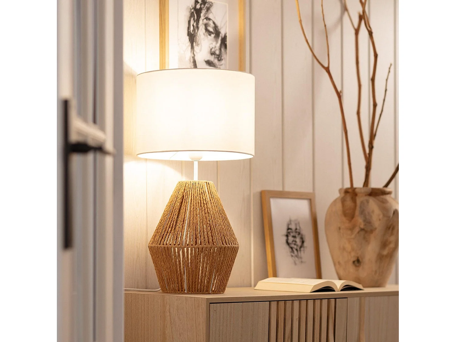 Lampe à Poser Papier Tressé Trilla Naturel