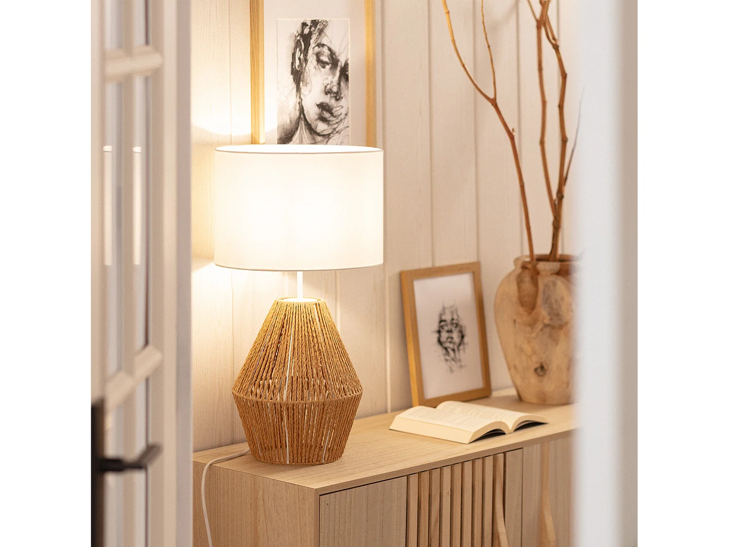 Lampe à Poser Papier Tressé Trilla Naturel