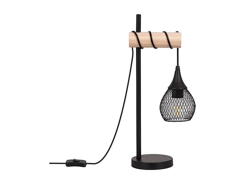 Lampada da Tavolo Metallo e Legno Monah Nero