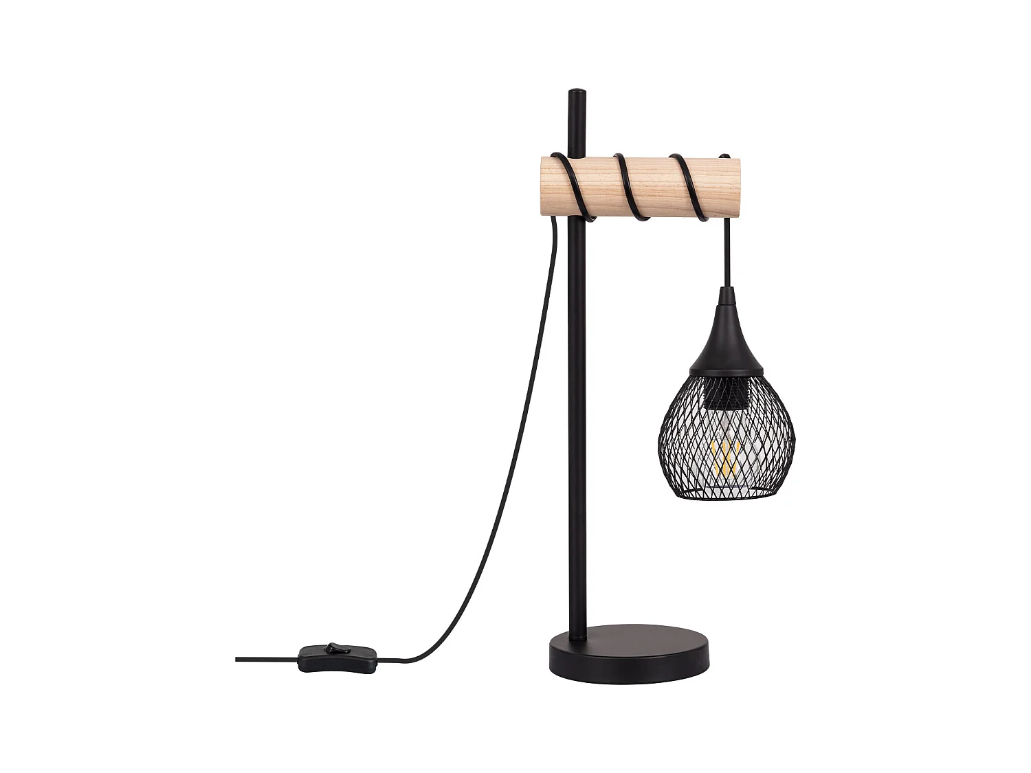 Lámpara de Mesa de Metal y Madera Monah Negro