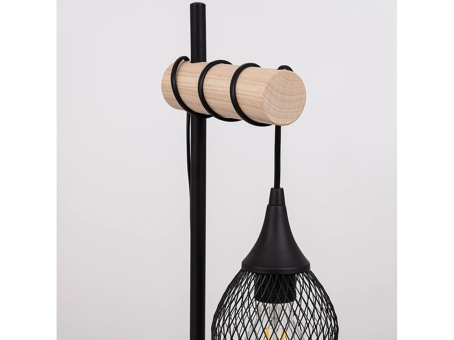 Lámpara de Mesa de Metal y Madera Monah Negro