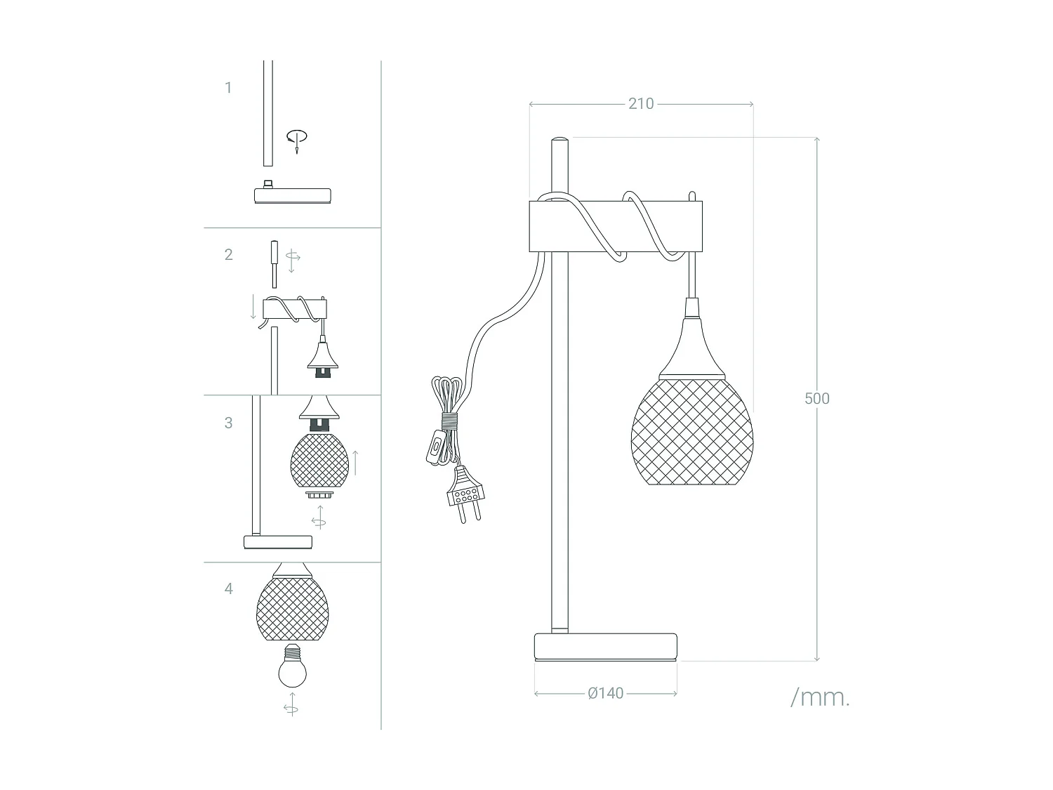 Lampe à Poser Métal et Bois Monah Noir