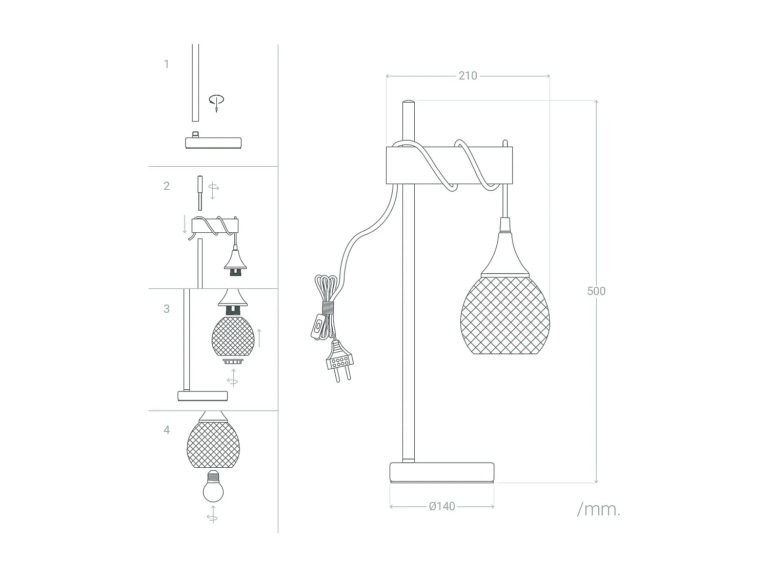Lampe à Poser Métal et Bois Monah Noir