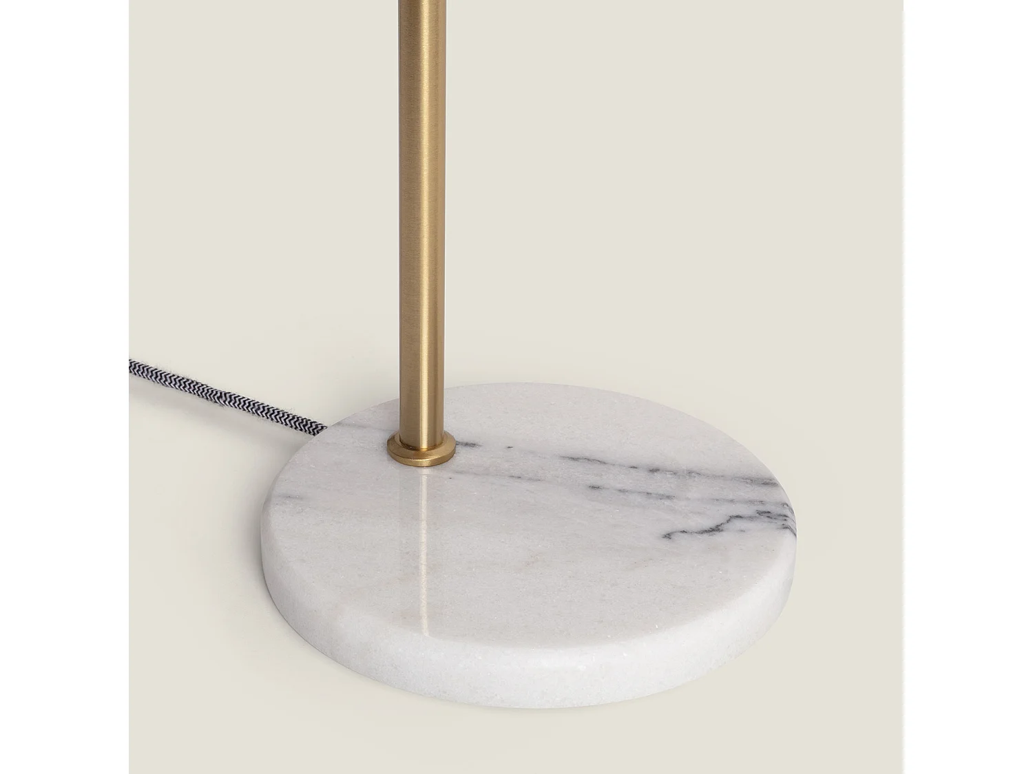 Lampe à Poser Bois et Verre Brandt Blanc-Doré