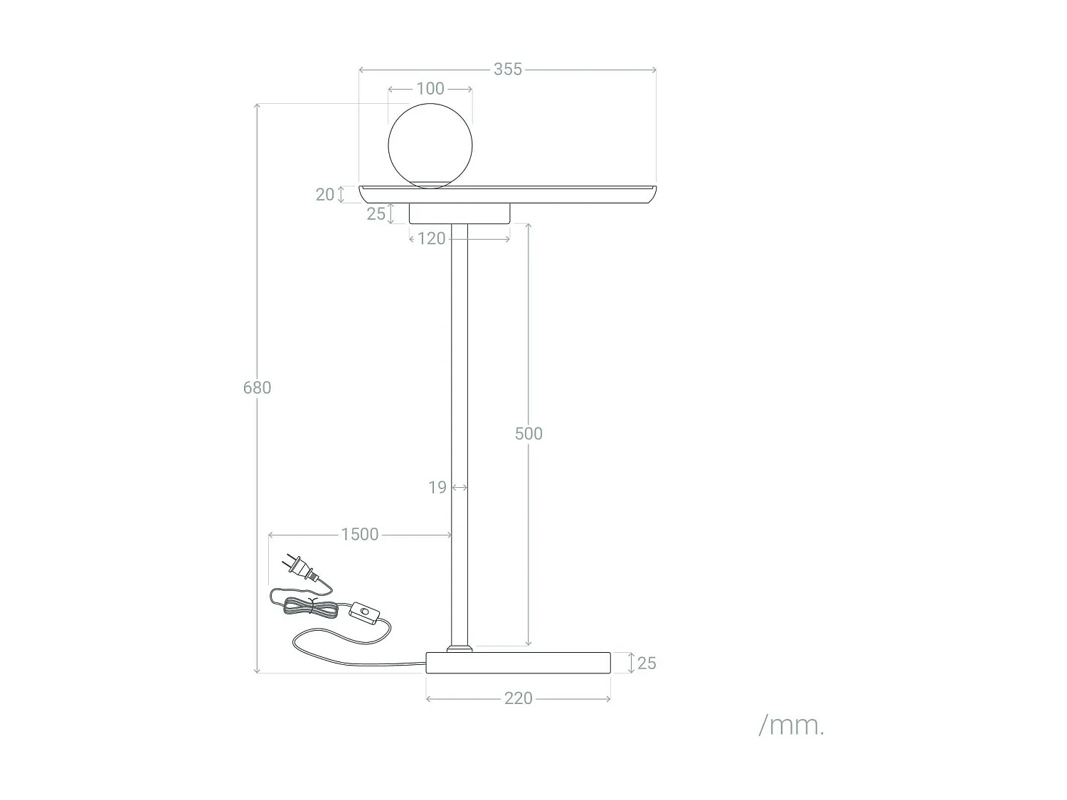 Lampe à Poser Bois et Verre Brandt Blanc-Doré