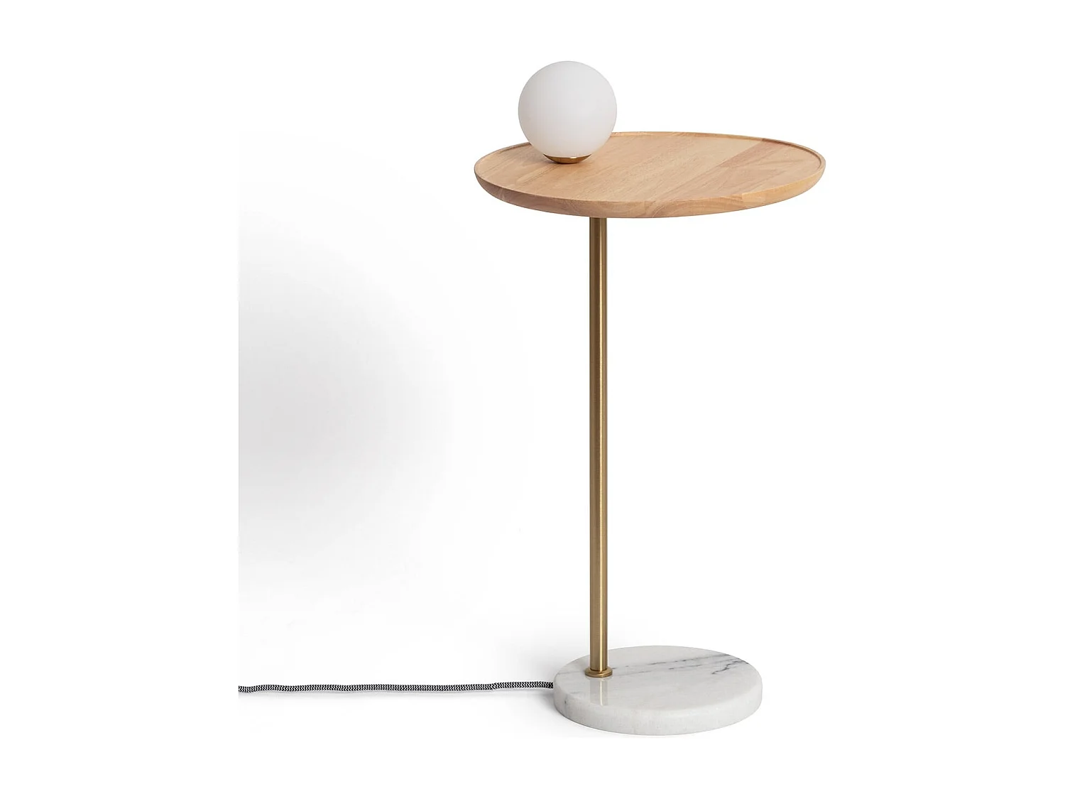 Lampada da Tavolo Legno e Vetro Brandt Bianco / Oro