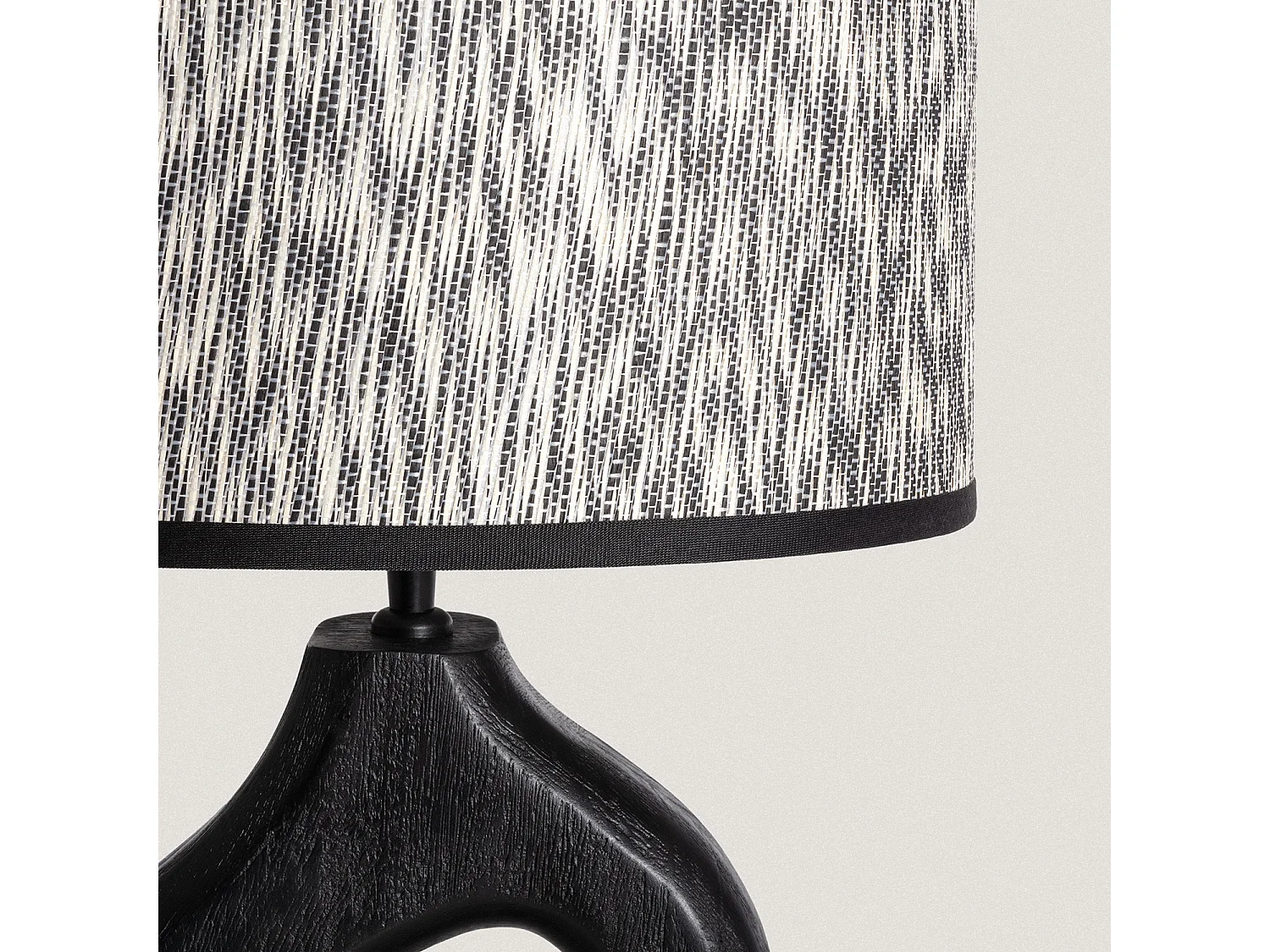 Lámpara de Mesa Madera Dhara ILUZZIA Blanco / Negro