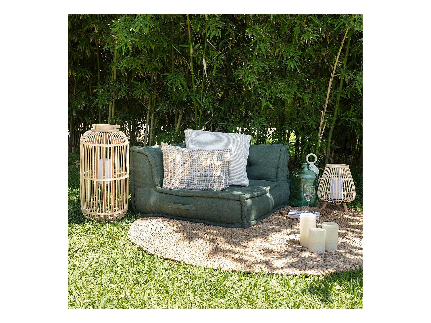 Lampada da Tavolo LED Portatile in Rattan Jávea Naturale