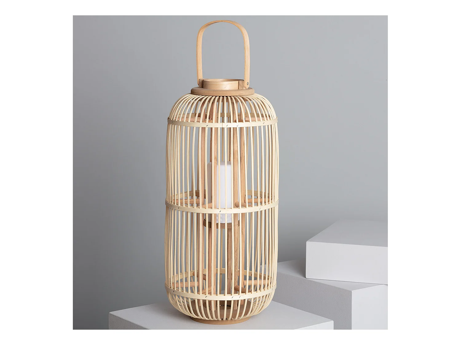 Lampada da Tavolo LED Portatile in Rattan Jávea Naturale