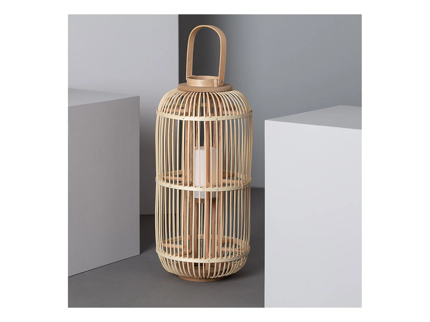 Lampada da Tavolo LED Portatile in Rattan Jávea Naturale