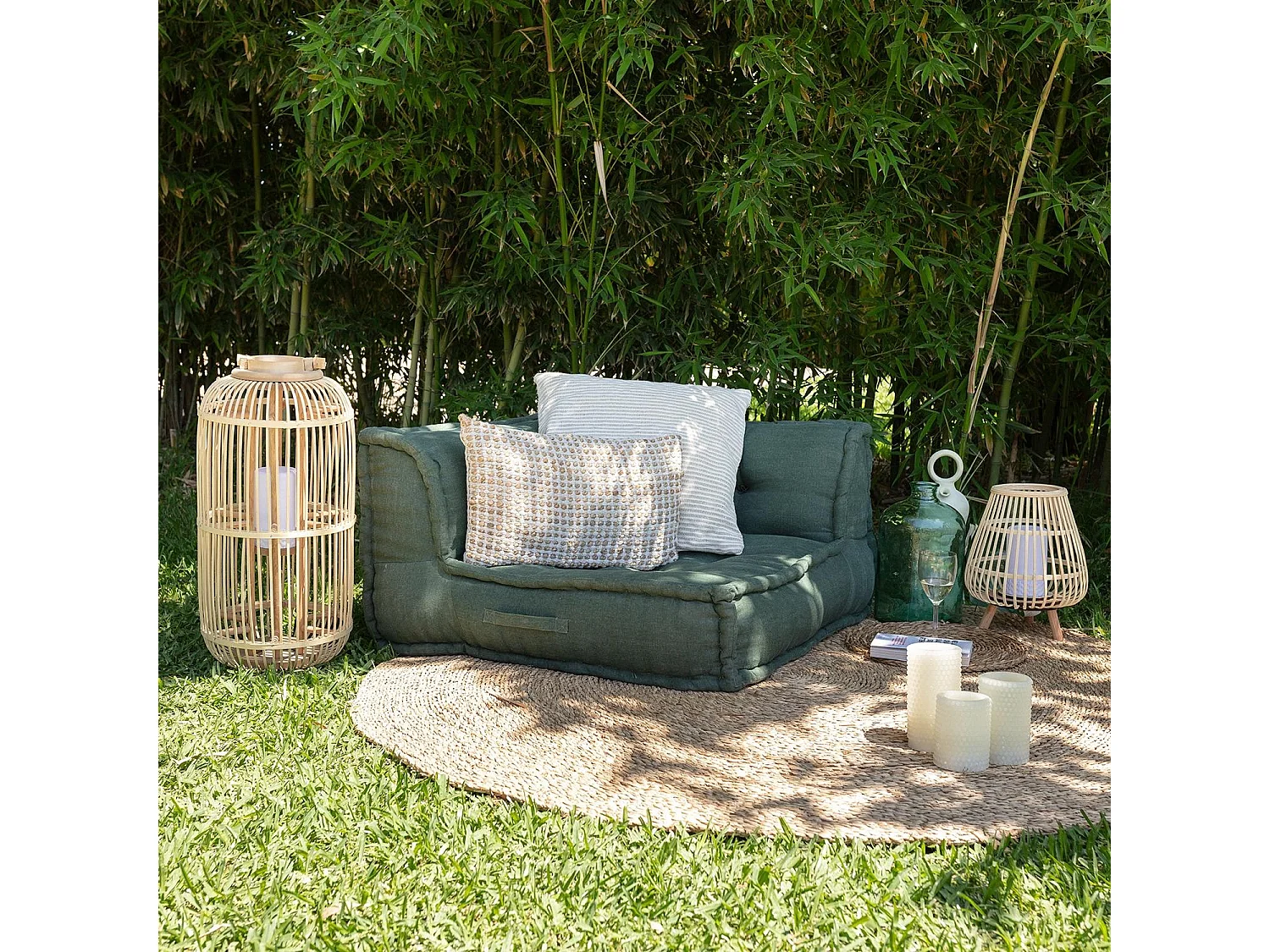 Lampe à Poser LED Portable Rotin Jávea  Naturel