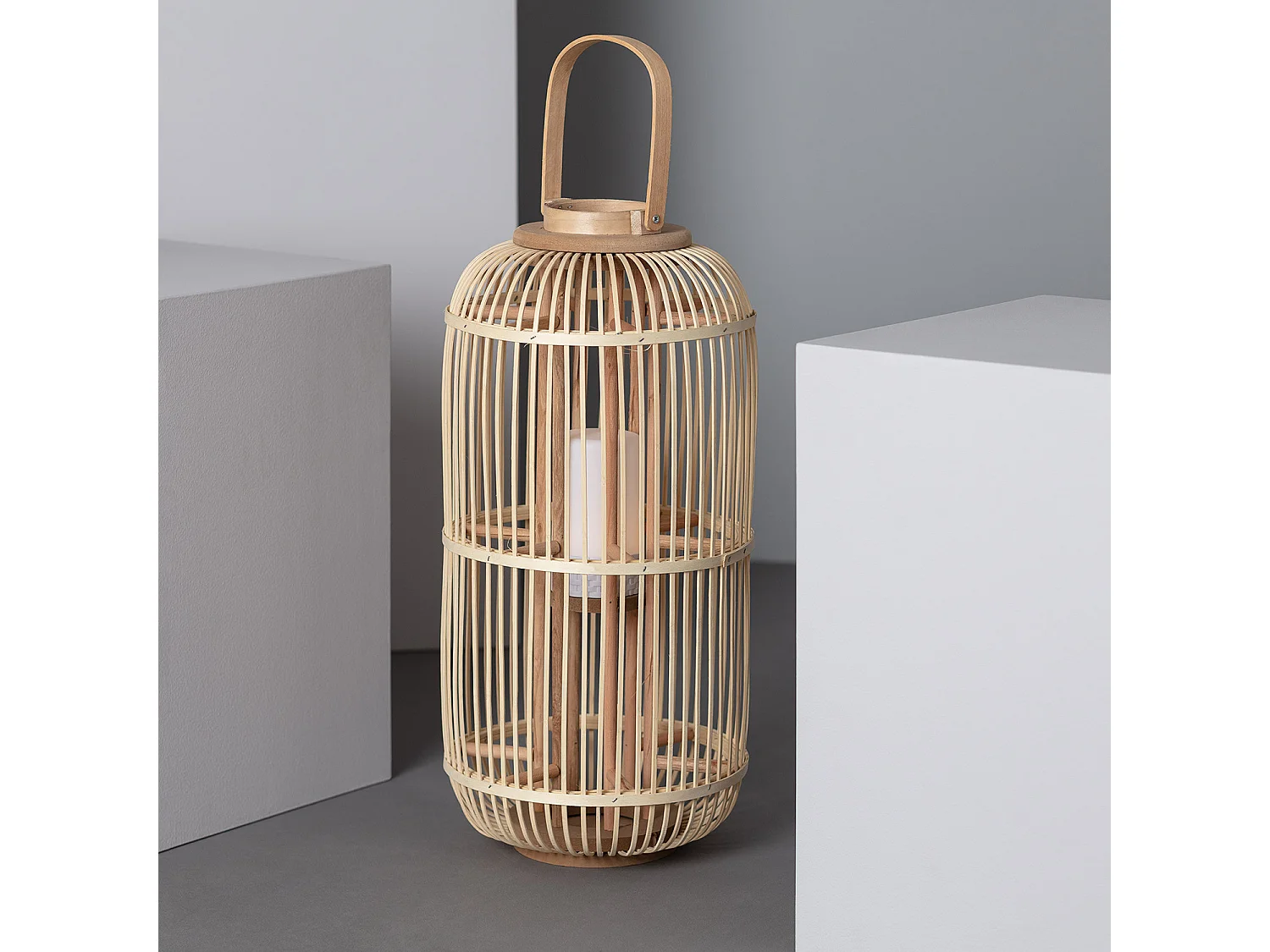 Lampada da Tavolo LED Portatile in Rattan Jávea Naturale
