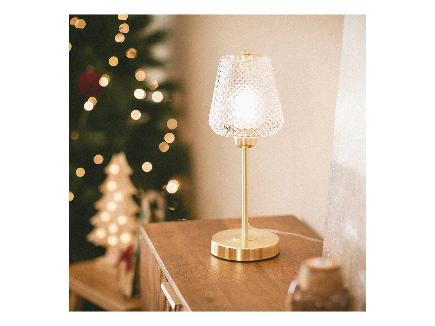 Lampe à Poser Métal et Verre Stiklu  Doré