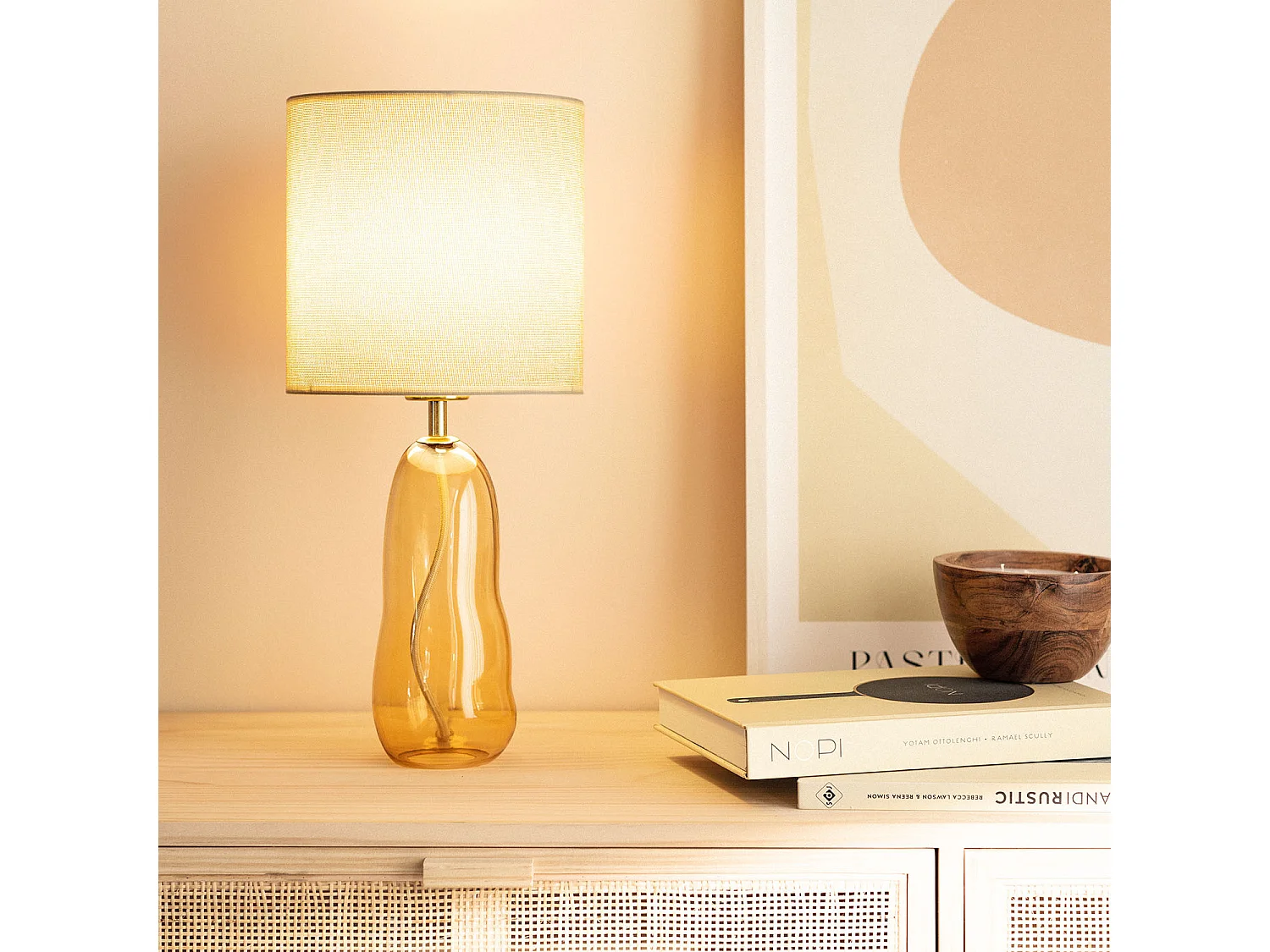Lampada da Tavolo in Tessuto e Vetro Nally