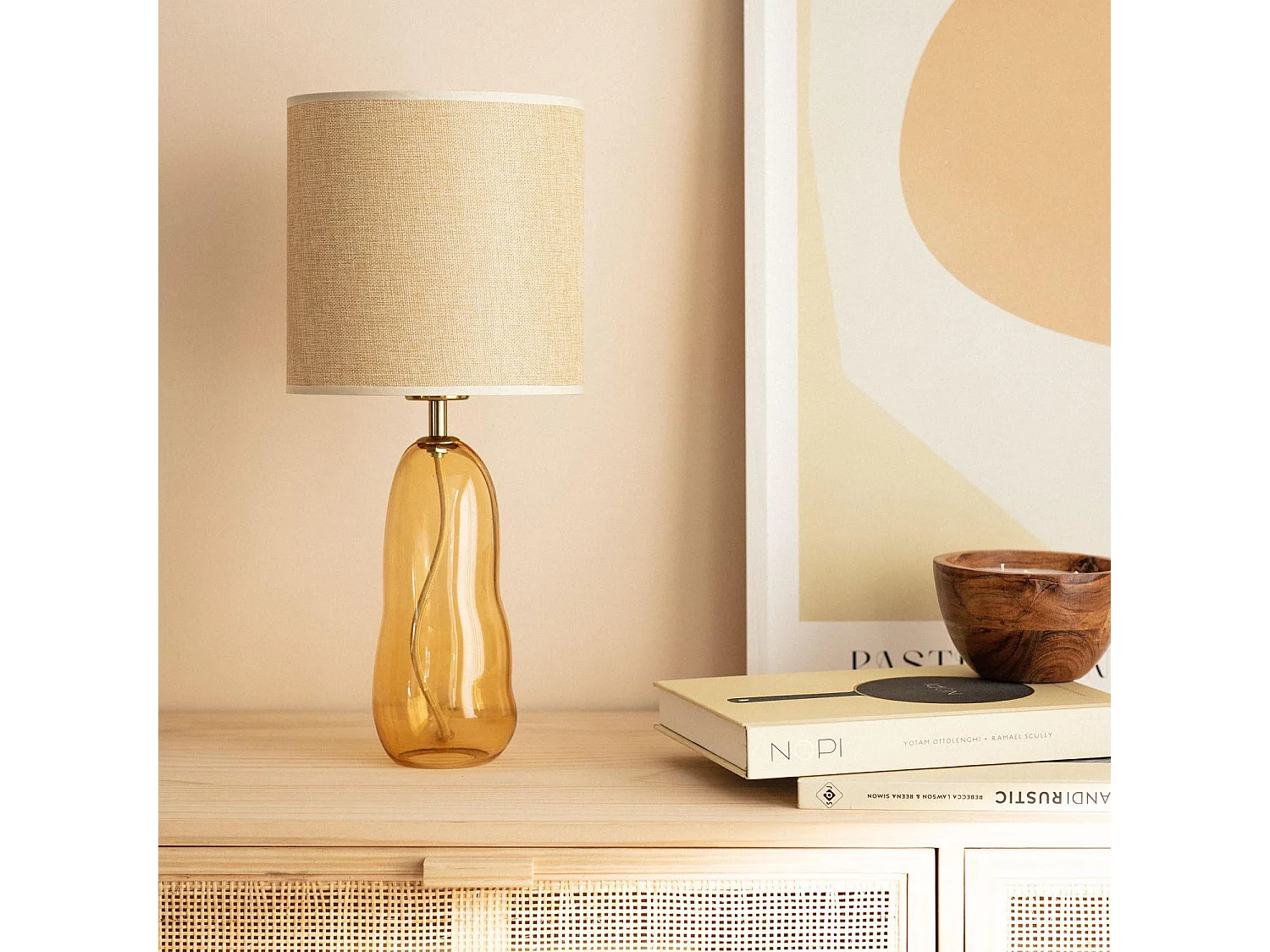 Lampada da Tavolo in Tessuto e Vetro Nally