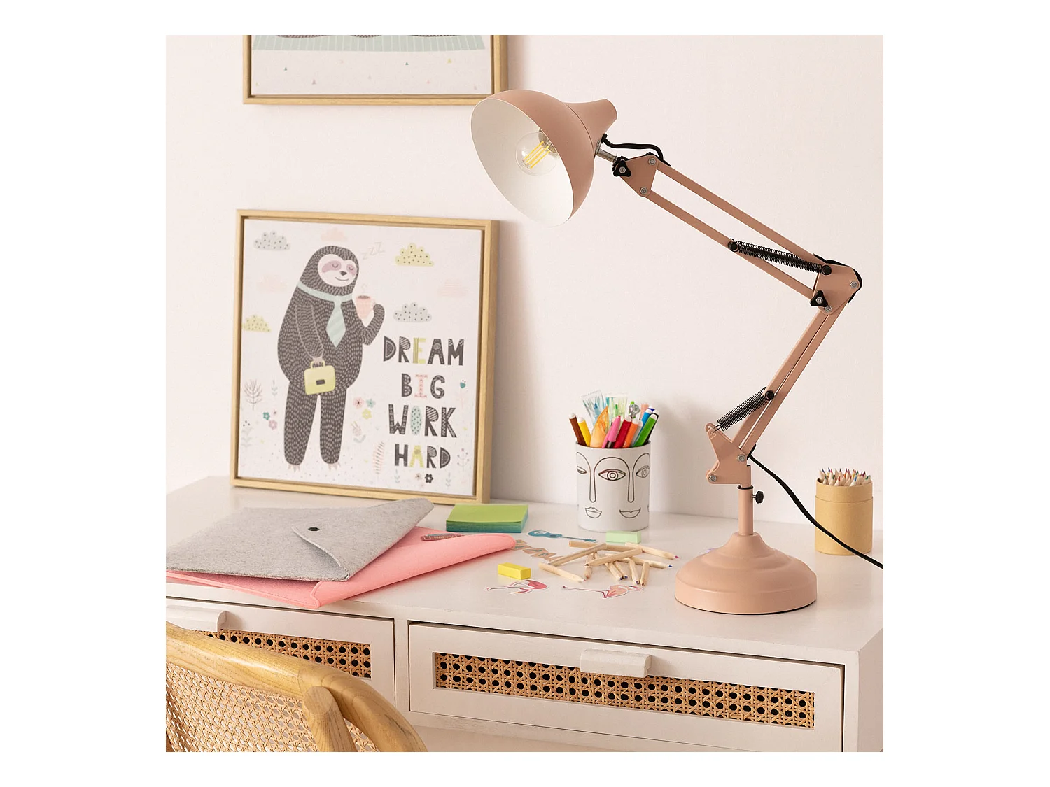 Lampe de Bureau Flex Métal Ceres Rose