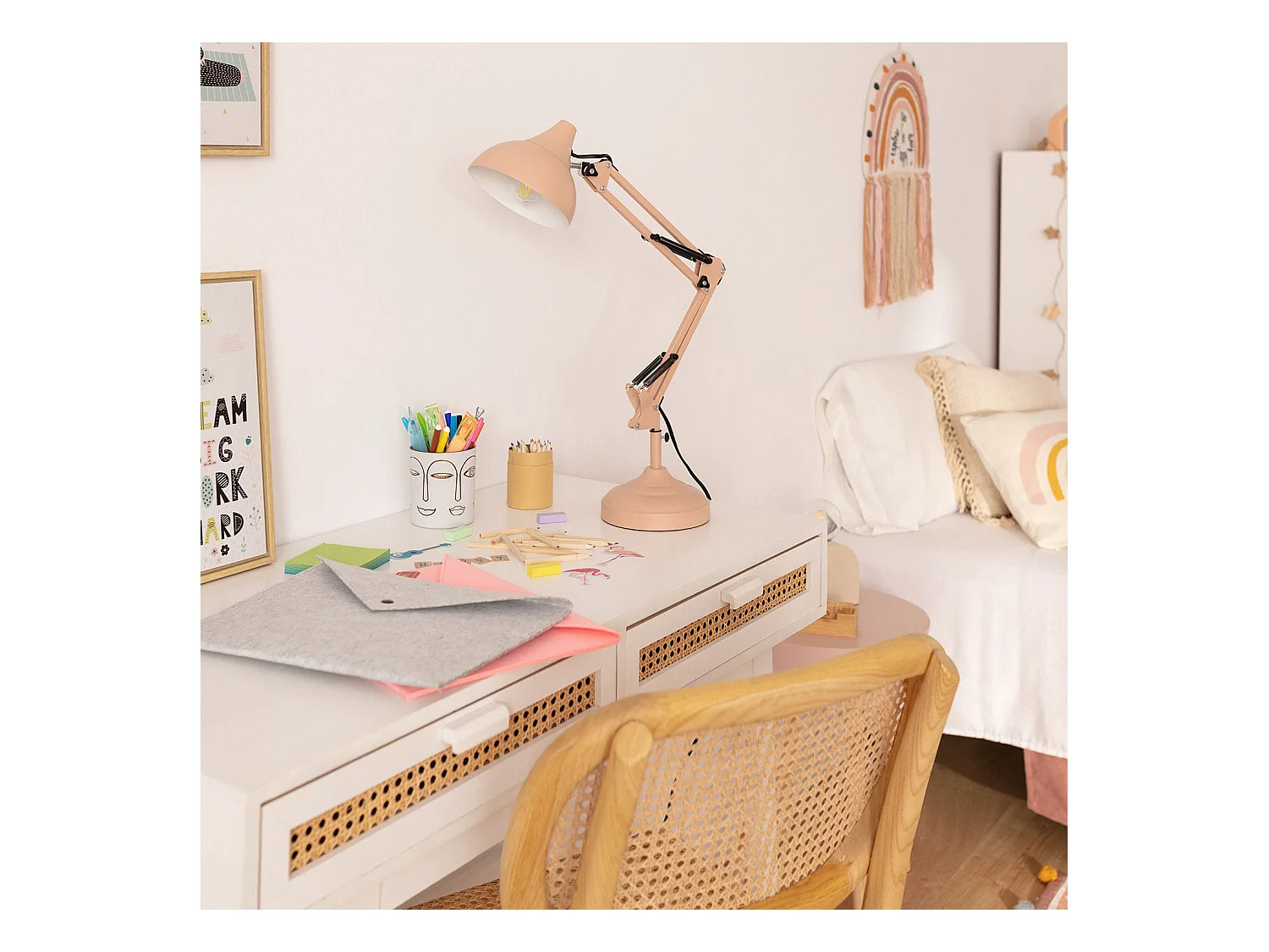 Lampe de Bureau Flex Métal Ceres Rose