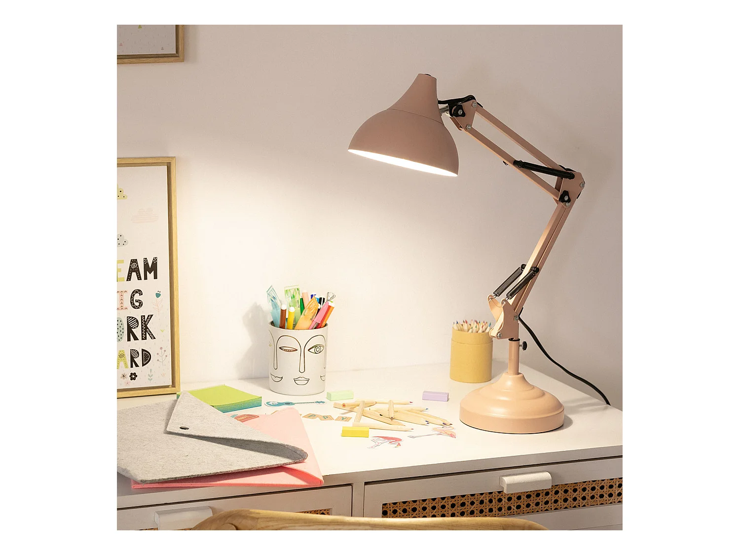 Lampe de Bureau Flex Métal Ceres Rose