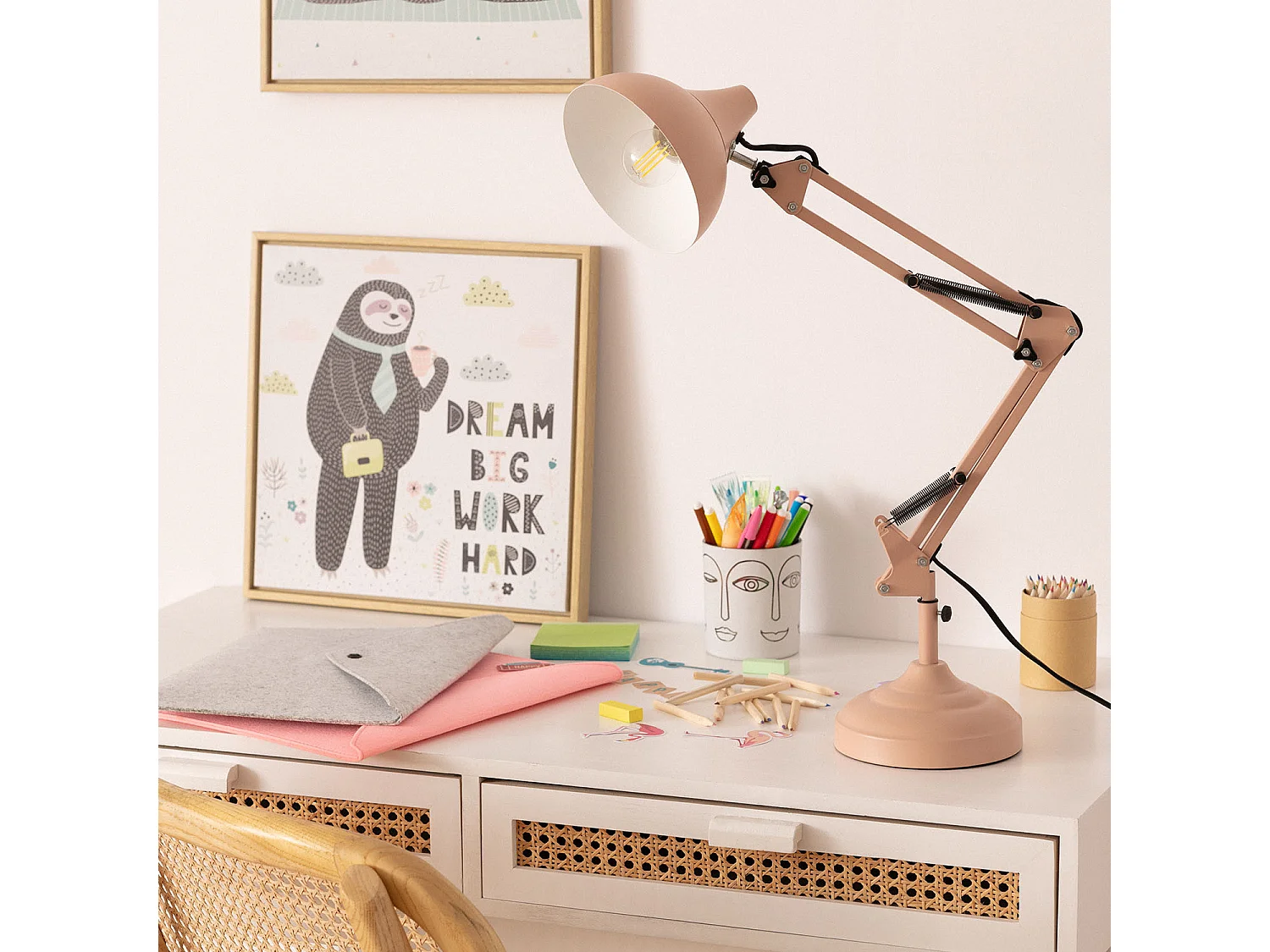 Lampada da Scrivania in Metallo Ceres Rosa