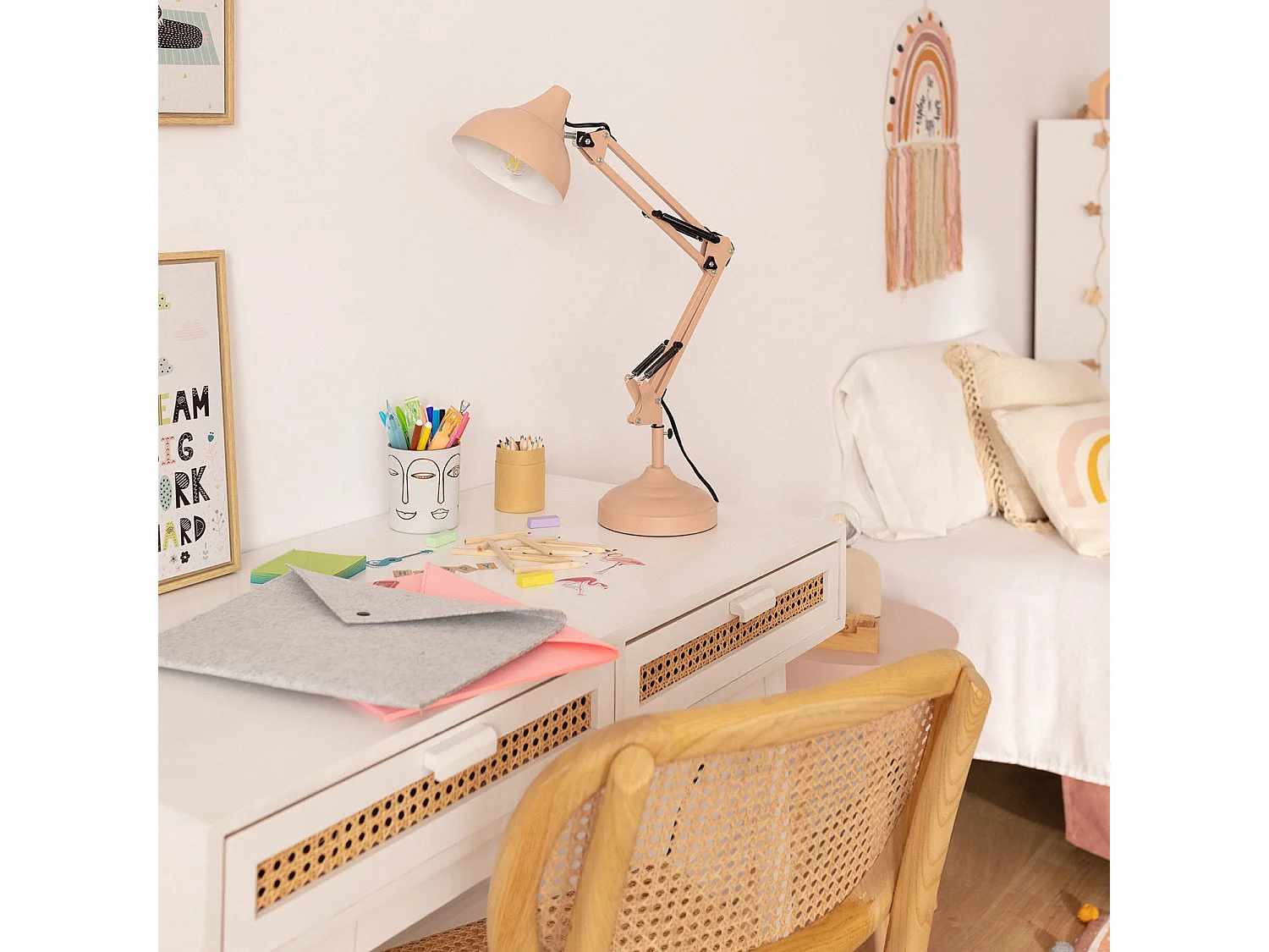 Lampada da Scrivania in Metallo Ceres Rosa