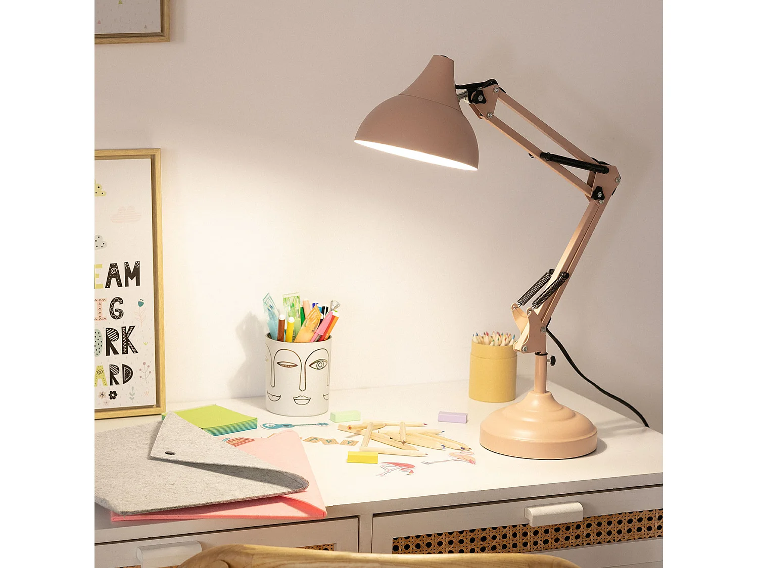 Lampada da Scrivania in Metallo Ceres Rosa