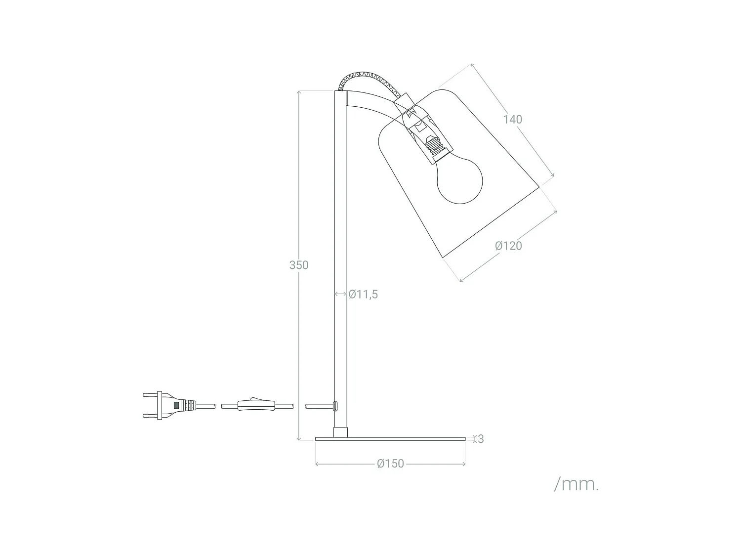 Lámpara Flexo Escritorio de Metal Orfeo Blanco