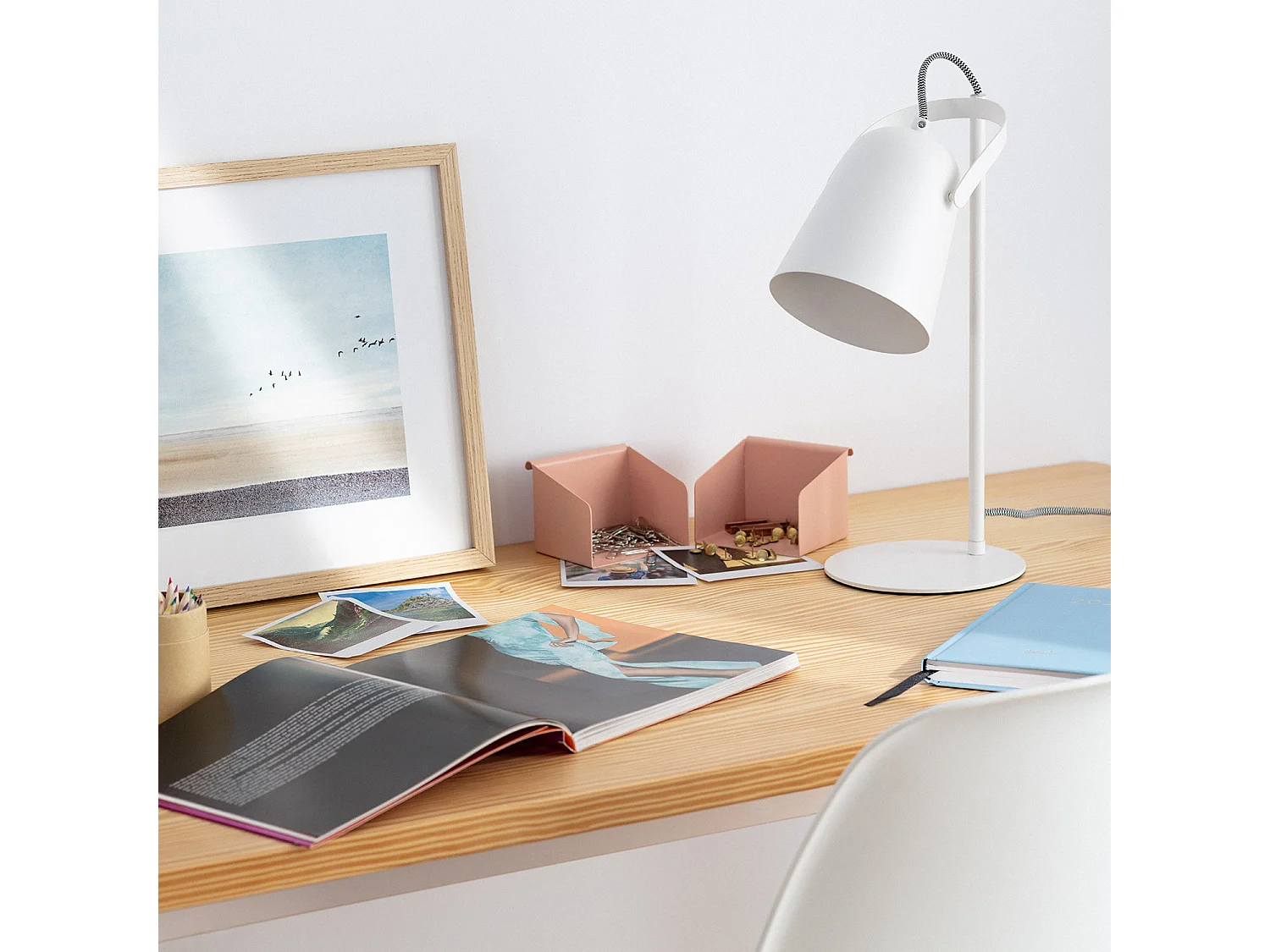 Lampada da Scrivania in Metallo Flexo Orfeo Bianco