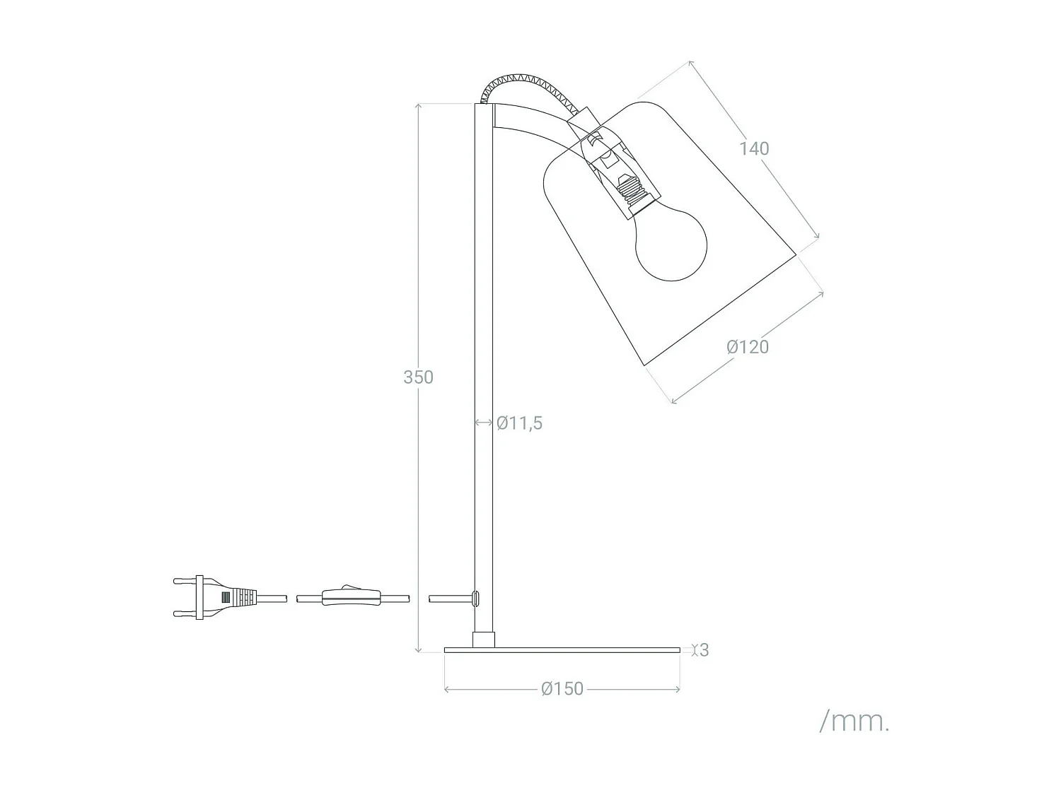 Lampada da Scrivania in Metallo Flexo Orfeo Bianco