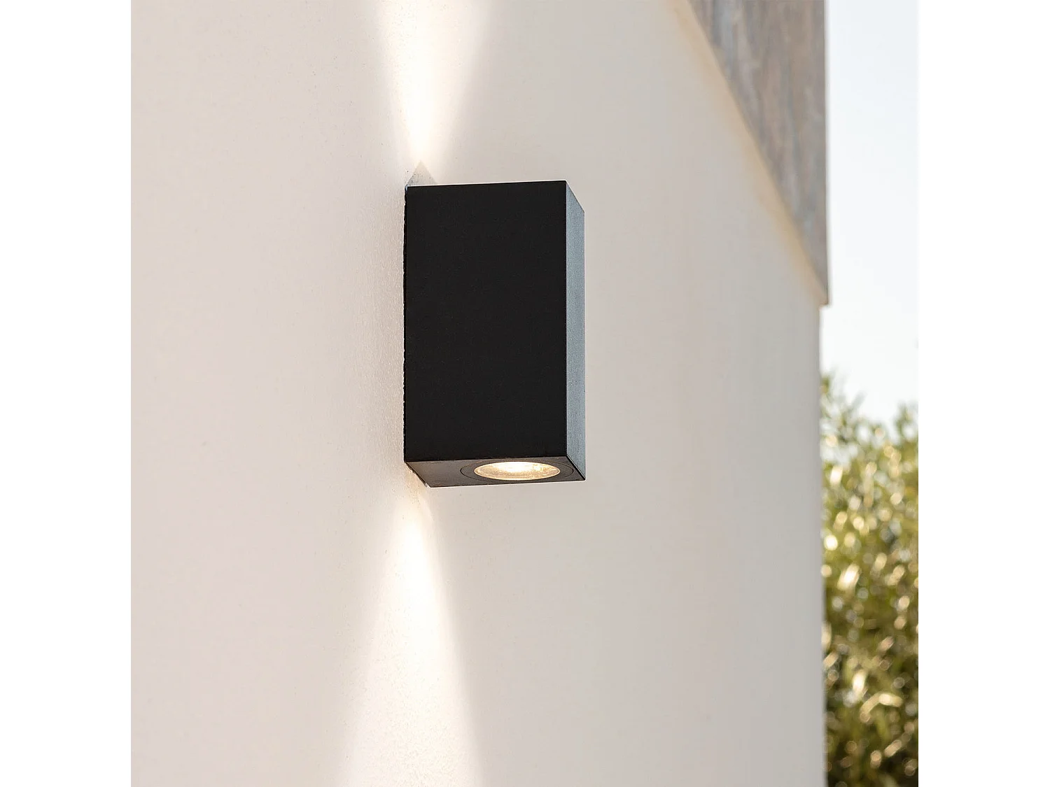 Aplique de Pared Exterior Aluminio Iluminación Doble Cara Negro Miseno