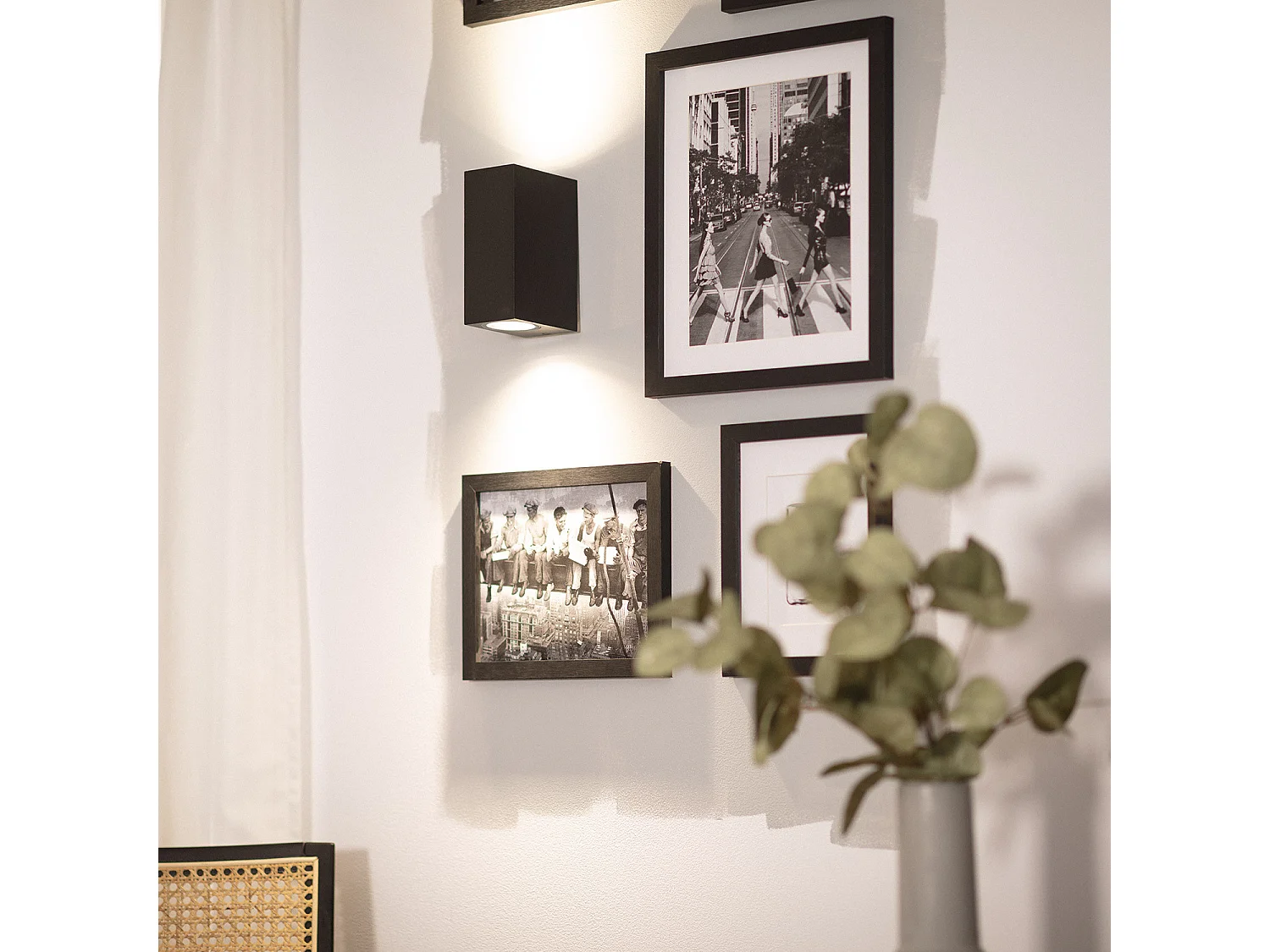 Aplique de Pared Exterior Aluminio Iluminación Doble Cara Negro Miseno