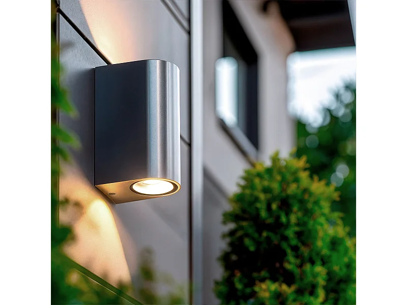 Applique da Parete per Esterni Alluminio Doppia Luce Big Gala Argento